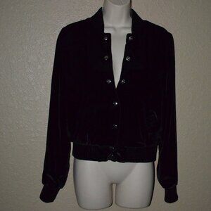 NWOT Sz S The Perfext THEPERFEXT Black Velvet Bomber Jacket